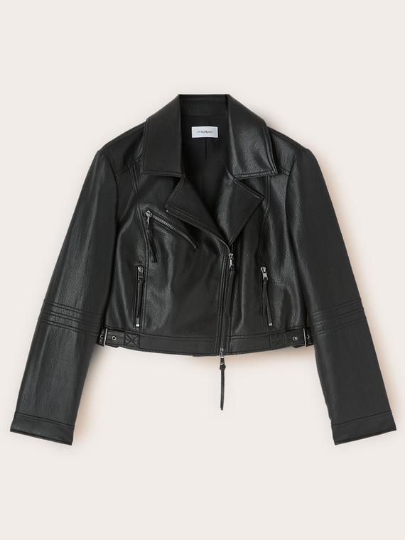 Giacca chiodo con zip asimmetrica