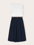 Vestito midi con cintura e gonna in popeline image number 4