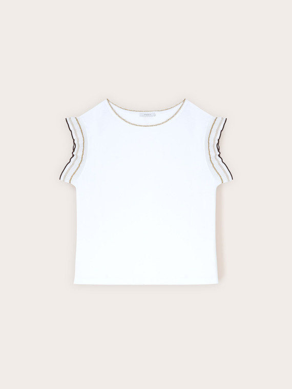 T-shirt con maniche a volant