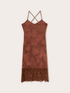 Vestito tubino in raso jacquard con pizzo image number 4