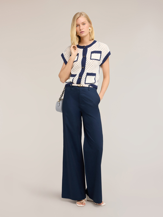 Pantaloni palazzo in twill di cotone