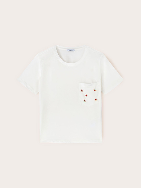 T-shirt con taschino ricamato
