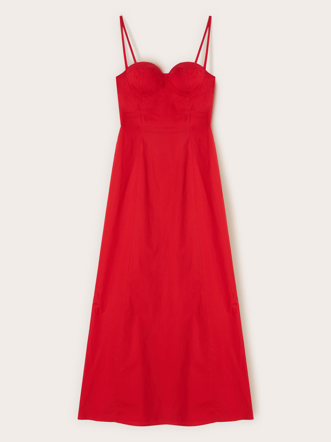 Vestito lungo a linea A in popeline con bustier image number 4