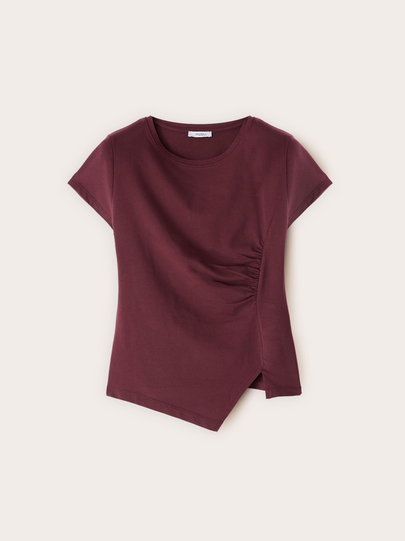 T-shirt con drappeggio laterale asimmetrico image number 4