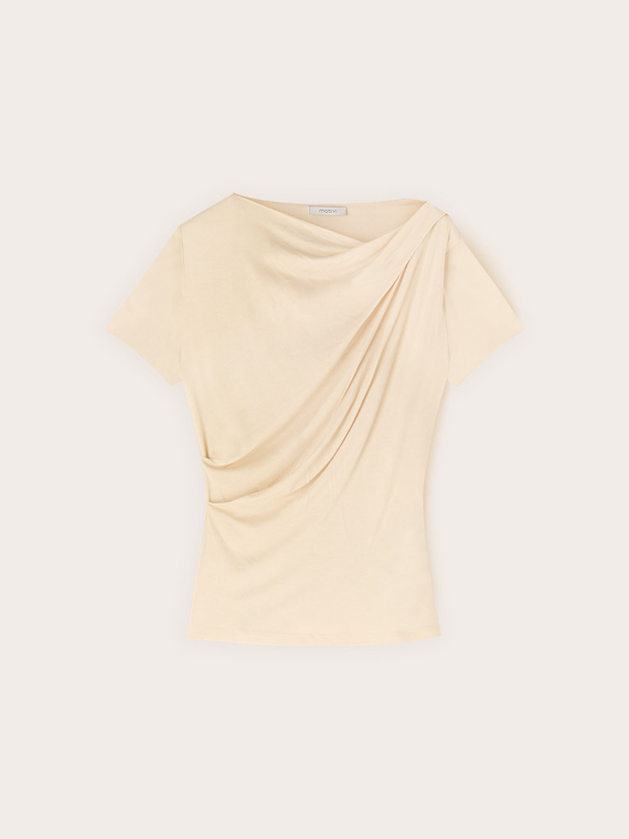 T-shirt in jersey con drappeggio