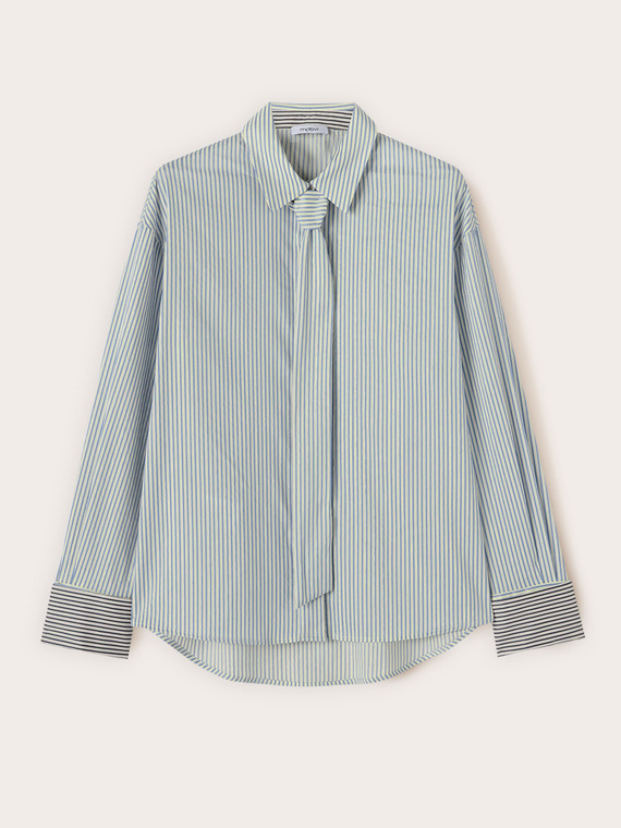 Camicia in popeline a righe con cravatta