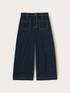 Jeans cropped wide leg con cuciture a contrasto image number 4