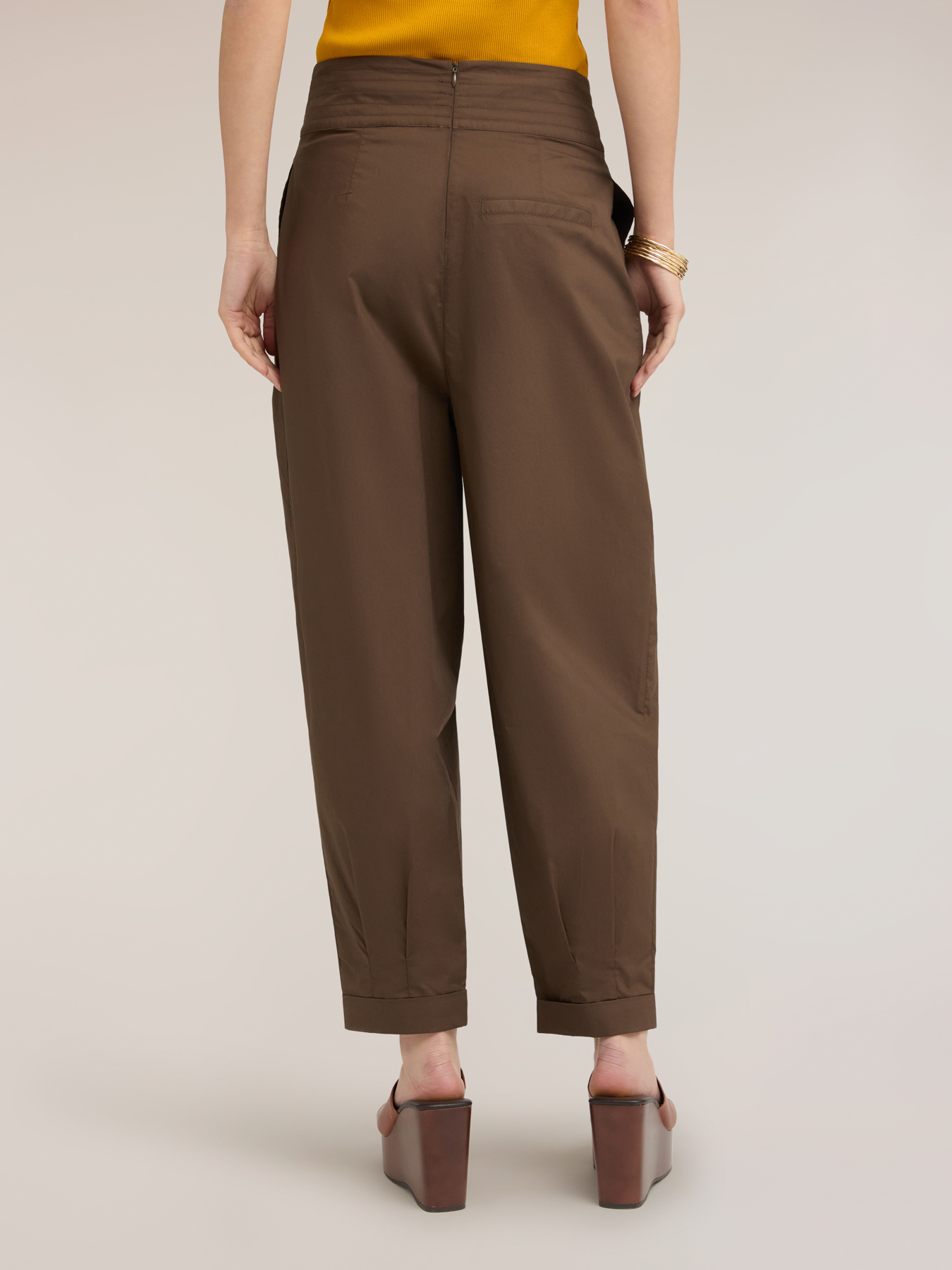 Pantaloni in popeline con lacci in vita image number 1